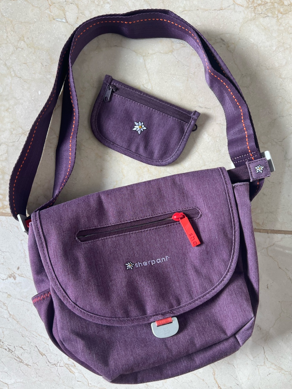 Sherpani Milli Y2K Crossbody Messenger Bag & Wallet Purple Red Travel Outdoor
